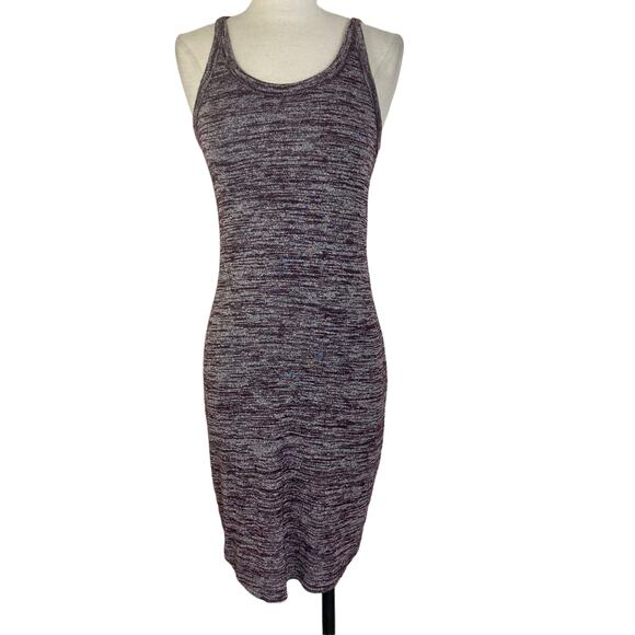 Burgundy heather tank dress size small stretch knit midi length bodycon - Picture 1 of 6
